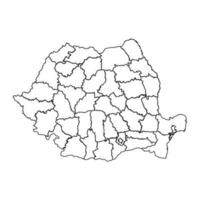 Outline Sketch Map of Romania With States and Cities vector