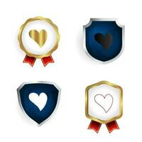 resumen hermosa corazón Insignia y etiqueta colección vector