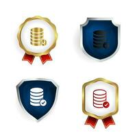 Abstract Database Checkmark Badge and Label Collection vector