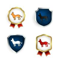 resumen plano perro animal Insignia y etiqueta colección vector