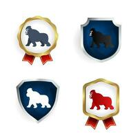 resumen plano gorila animal Insignia y etiqueta colección vector