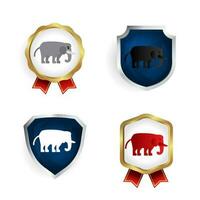 resumen plano elefante animal Insignia y etiqueta colección vector