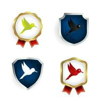 Abstract Flat Humming Bird Badge and Label Collection vector