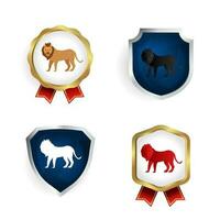 resumen plano león animal Insignia y etiqueta colección vector