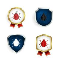 resumen plano mariquita insecto Insignia y etiqueta colección vector