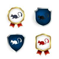 Abstract Flat Mouse Animal Badge and Label Collection vector