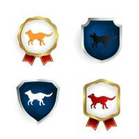 resumen plano corriendo perro Insignia y etiqueta colección vector