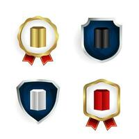 Abstract Hexagonal Prism Badge and Label Collection vector