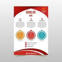 Abstract Red Curved Flyer Template With Dots vector