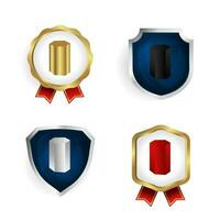 Abstract Pentagonal Prism Badge and Label Collection vector