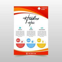 Modern Abstract Curved Red Flyer Template vector