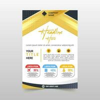 Modern Abstract Black and Gold Flyer Template With Diagonal Lines vector