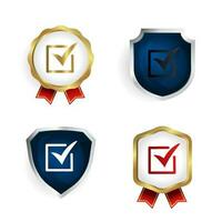 Abstract Square Check Mark Badge and Label Collection vector