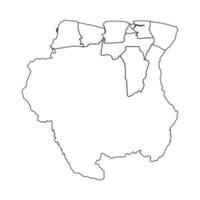 Outline Sketch Map of Suriname With States and Cities vector