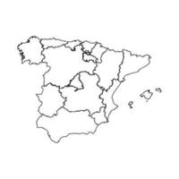 Outline Sketch Map of Spain With States and Cities vector