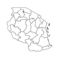 Outline Sketch Map of Tanzania With States and Cities vector