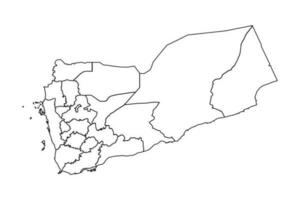 contorno bosquejo mapa de Yemen con estados y ciudades vector