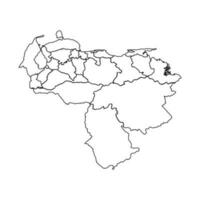 Outline Sketch Map of Venezuela With States and Cities vector