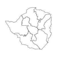 contorno bosquejo mapa de Zimbabue con estados y ciudades vector