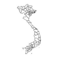 Outline Sketch Map of Vietnam With States and Cities vector