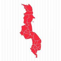 States Map of Malawi With Detailed Borders vector