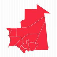 States Map of Mauritania With Detailed Borders vector