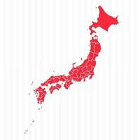 estados mapa de Japón con detallado fronteras vector