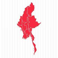 States Map of Myanmar With Detailed Borders vector