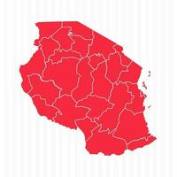 States Map of Tanzania With Detailed Borders vector