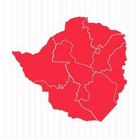 States Map of Zimbabwe With Detailed Borders vector