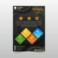 Abstract Beautiful Black Curve Flyer Template With Dots vector