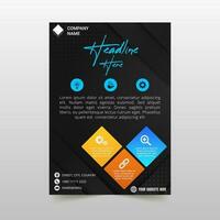 Abstract Beautiful Black Flyer Template With Dots and Diagonal Lines vector