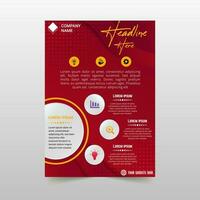 Abstract Beautiful Red Flyer Template With Dots and Curves vector