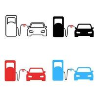 Abstract Car at Gaz Station Silhouette Illustration vector