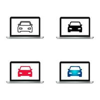 Abstract Car on Laptop Silhouette Illustration vector