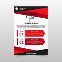 Abstract Elegant Red Flyer Template With Diagonal Shape vector