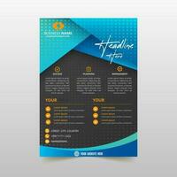 Abstract Elegant Gradient Diagonal Flyer Template With Black and Blue Shapes vector