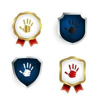 Abstract Handprint Badge and Label Collection vector