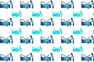 Abstract Man Repairing Car Pattern Background vector