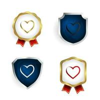 Abstract Outline Heart Badge and Label Collection vector