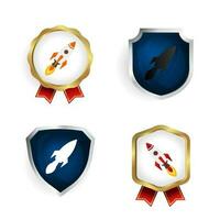 resumen cohete Embarcacion Insignia y etiqueta colección vector