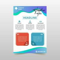 Abstract Vector Gradient Wavy Flyer Template With Dots