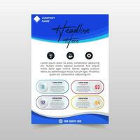 Beautiful Blue Cover Business Flyer Template With Curved Shapes vector