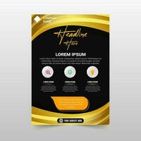 Beautiful Golden Business Flyer Template With Curved Lines vector