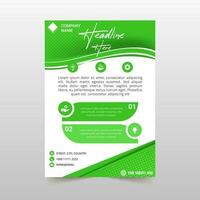 Beautiful Green Curved Business Flyer Template With Lines vector