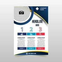 Blue and Gold Luxury Curved Business Flyer Template vector