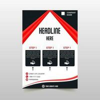 Elegance Red and Black Curved Abstract Business Flyer Template vector