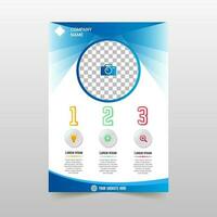 Creative Blue and White Business Flyer Template With Curved Shapes vector