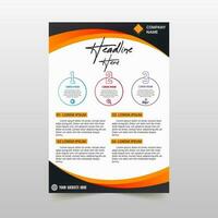 Modern Curved Black and Orange Business Flyer Template vector