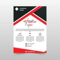 Modern Black and Red Business Flyer Template With Curved Shapes vector